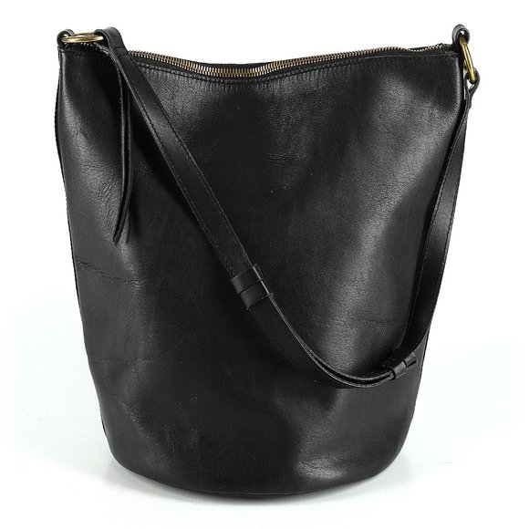 Madewell The Lisbon O ring zip Leather Bucket Bag in thick Black Leather - Picture 3 of 9